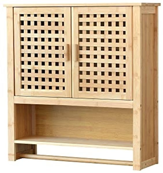 Badezimmerschrank Borlänge Hängeschrank Bambus 66 x 62 x 20 cm [en. casa]