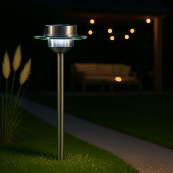 MeLiTec LED Solarleuchte SO13, Saturn, LED fest integriert, kaltweiß, aus Edelstahl und Echtglas, bis zu 8 Stunden Leuchtdauer