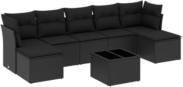 vidaXL 8-tlg. Garten-Sofagarnitur mit Kissen Schwarz Poly Rattan 3249874