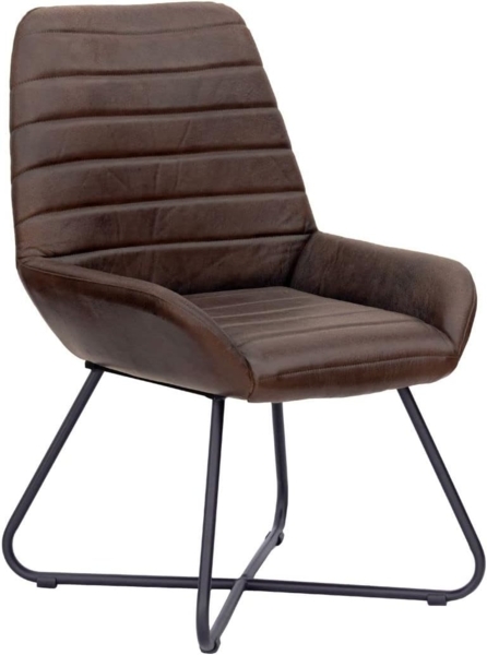 Massivmoebel24 Polsterstuhl IRON LABEL, Stuhl Echtleder 59x68x93 dunkelbraun IRON LABEL #16