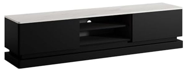 Vente-unique - DEVIKA TV unit Holz, Platte SchwarzWeiß - B 40 cm x H 44 cm x L 190 cm