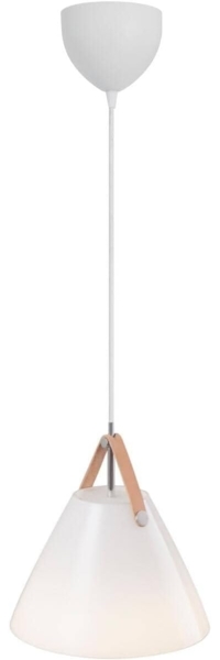 design for the people by Nordlux Moderne Pendelleuchten Strap 27 Ø 27 Cm Weiß 1-flammig Rund, Braun, weiß, Glas, Stoff, 84313001