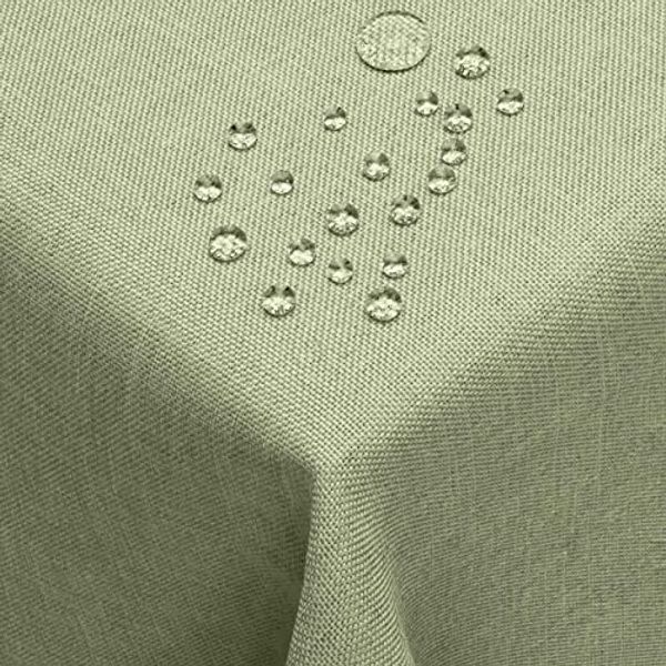DecoHomeTextil Leinen Optik Tischdecke, Rechteckig 110x160 cm Salbeigrün, wasserabweisend, fleckenabweisend, abwaschbar, Lotuseffekt, bügelfrei