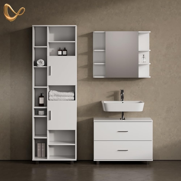 Livinity® Waschbeckenunterschrank Eisak, Weiß, 80 x 60.8 cm