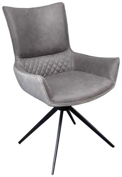 riess-ambiente Polsterstuhl ALPINE grau-hellgrau / schwarz (Einzelartikel, 1 St), Esszimmer · Microfaser · Metall · mit Armlehne · 180° drehbar · Modern