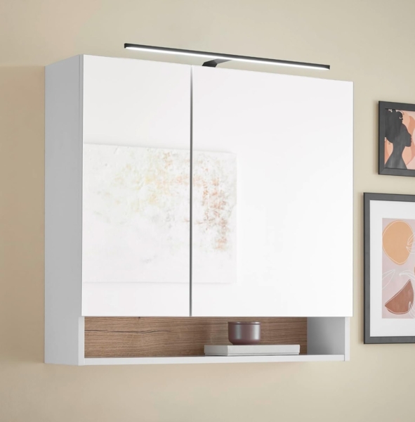 moebel-dich-auf Badezimmerspiegelschrank ASPEN 80 (in Schwarz matt, inkl. LED-Beleuchtung) Breite 80 cm