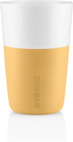 Eva Solo Cafe Latte-Becher Golden Sand, 2er Set, Kaffeebecher, Tasse, Porzellan / Silikon, 360 ml, 501125