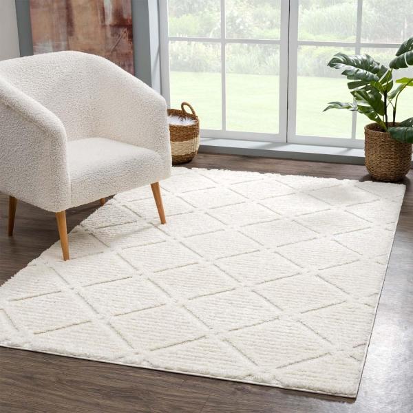 carpet city Teppich Hochflor Wohnzimmer - 160x230 cm - Landhaus-Stil Einfarbig Creme - Cut-Loop, Hochtief, 3D-Effekt - Shaggy Teppiche Flauschig-Weich Schlafzimmer Langflor