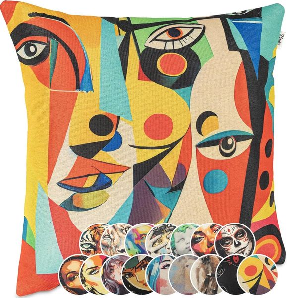Kisska Dekokissen Kissenhülle mit oder ohne Füllung Designer Kissenbezug Zierkissen, Kissenhülle in 40x40cm Mask ohne Füllung aus Gobelin PopArt