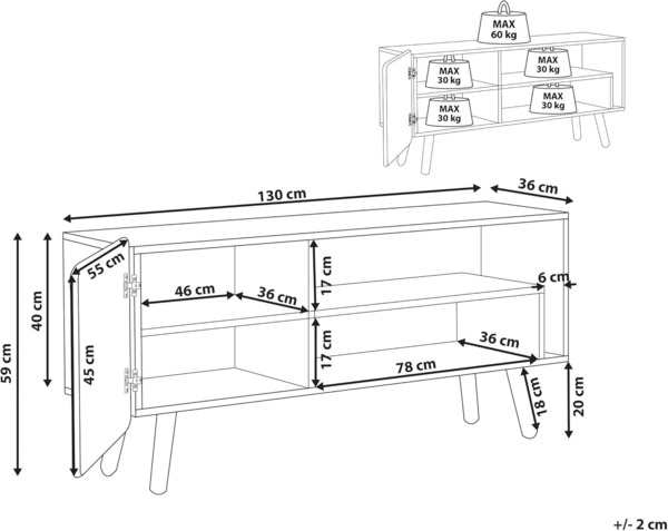 TV-Möbel heller Holzfarbton WESTFIELD Bild 3