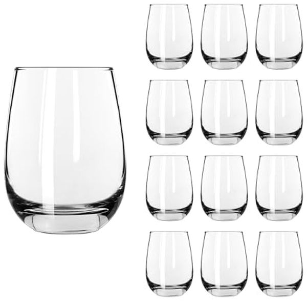 LIBBEY Gläser-Set Libbey Weinglas, 12er Set -STEMLESS-, 12-tlg, Glas, 451 ml, hochwertig verarbeitet, im modernen Design