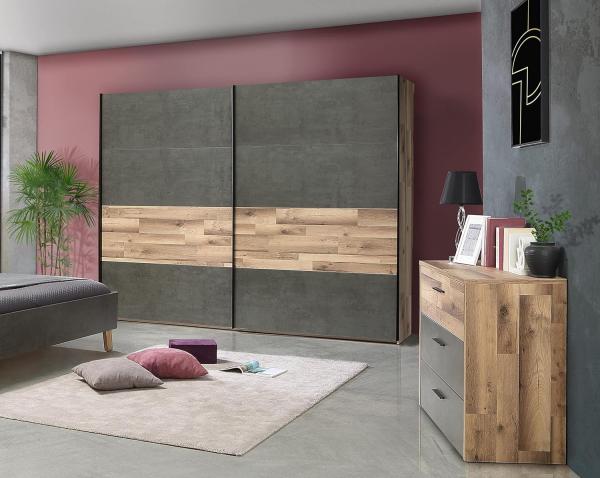 FORTE Ricciano Kleiderschrank, Holzwerkstoff, Braun/Grau, 220,1 x 210,5 x 61,2 cm Bild 2