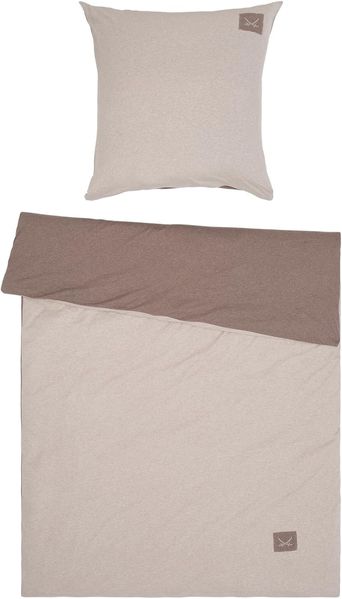 Sansibar Sylt Wendebettwäsche Bettwäsche "Jersey Melange" mit modernem Logopatch, 100% Baumwolle, 2 teilig, weich und anschmiegsam, pflegeleicht und bügelfrei