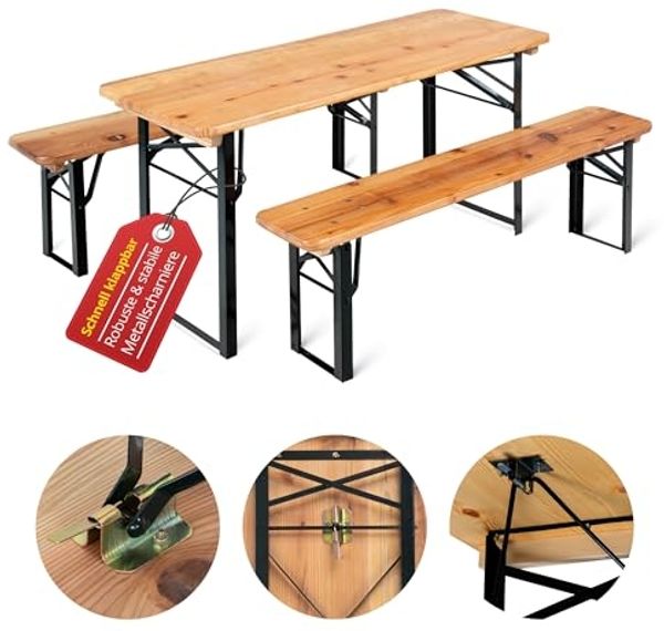 Stagecaptain 'Hirschgarten' Bierzeltgarnitur für Kinder, 3-tlg, 2x Bank, 1x Tisch, extra niedrig, Tisch 109,5 x 40 x 53 cm