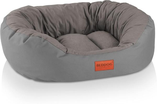 BedDog Hundebett Grosse Hunde - Hundekissen - Hundekorb - Ovales Hundekörbchen - Hundesofa - Hundebetten für Große Hunde - Dog Bed - Hunde Bett - Körbchen Hund aus Alicante-Gewebe L, STEEL-GREY (grau)