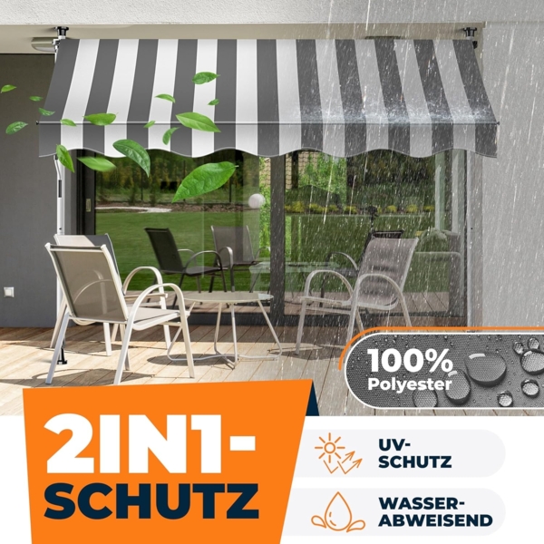 KESSER® Klemmmarkise mit Handkurbel Balkon, Balkonmarkise ohne Bohren, UV-beständig höhenverstellbar wasserabweisend, Sonnenschutz, Terrassenüberdachung, einfache Montage 300cm Bild 4