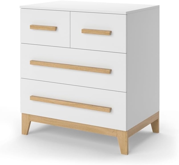 Vitalispa Kommode Weiß/Eiche 80 x 88 cm mit 4 Schubladen, Malia