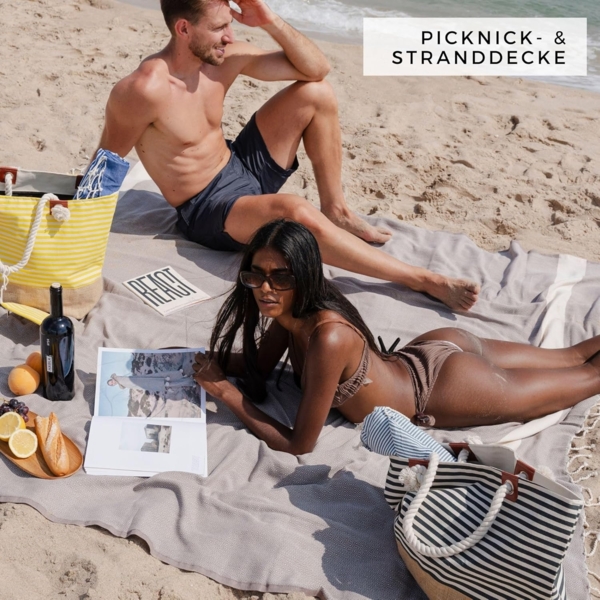 furora HOLIDAY Strandtuch XXL groß 200x200 cm Strand Tuch, aus Baumwolle, Stranddecke, Vielseitig, schöne Farben, hochwertige Verarbeitung Bild 4