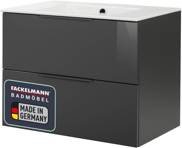 Fackelmann LUNA Badmöbel, 80 cm breit, Schwarz/Anthrazit, Keramik