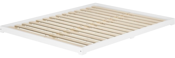 Futonbett weiß 160x200 flach extra niedriges Loftbett Kiefer V-60.47W-16Rollrost inkl.