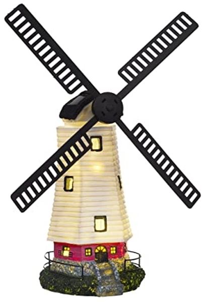 IC Gardenstyle LED Solarleuchte Solar Windmühle mit LED Licht für außen, Solarlampe für den Garten, LED fest integriert, warm-weiß, bewegliche Flügel