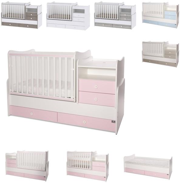 Lorelli Baby- Jugendbett Combo umbaubar 2 Kinder gleichzeitig Schaukelfunktion pink