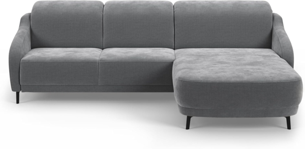 CAVADORE Ecksofa Blue/Moderne Eckcouch mit Longchair, Inkl. Kopfteilverstellung, Vorziehsitz motorisch, Klapptisch, USB-Anschluss und mattschwarzen Metallfüßen / 271 x 93 x 191 / Flachgewebe, Grau Bild 9