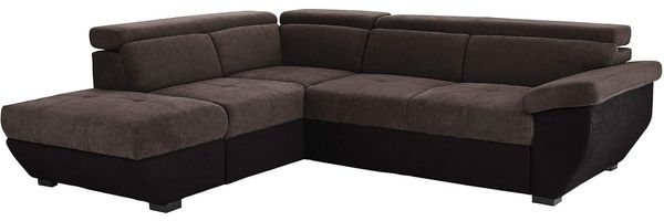 Mivano Ecksofa Speedway / Moderne Couch in L-Form mit verstellbaren Kopfstützen und Ottomane / 262 x 79 x 224 / Zweifarbiger Bezug, grey/black