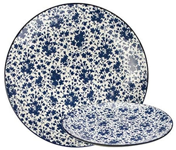 GUSTA 02266000 OTB Floral Speiseteller Teller flach Ø 26,5 cm, blau/weiß