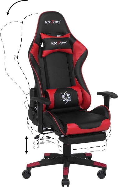 Bürostuhl schwarz / rot mit Fußstützen VICTORY Bild 6