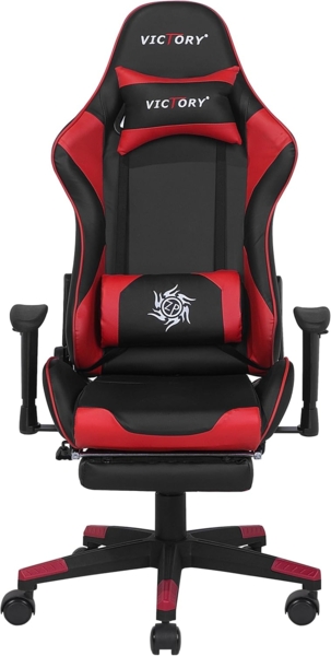 Bürostuhl schwarz / rot mit Fußstützen VICTORY Bild 4