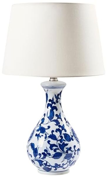 Tischlampe CARMEN Porzellan Weiß Blau