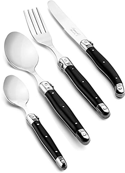 Laguiole Besteckset 24-teilig schwarzer Stiel