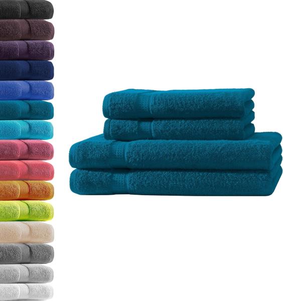 Hometex Premium Textiles Handtuch in Premium Qualität 500 g/m², Feinster Frottier-Stoff 100% Baumwolle, 2x Duschtuch + 2 Handtuch, Kuschelig weich, saugfähig, Extra schwere, flauschige Hotel-Qualität