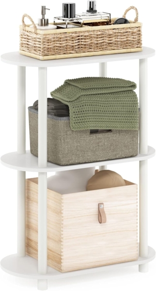 Furinno Turn-N-Tube No Tools Modernes ovales Seitenständer, Weiß/Jungfrau Weiß