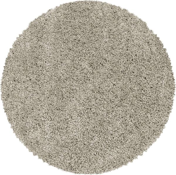 Carpetsale24 Shaggy Hochflor Teppich Wohnzimmer 200 cm Rund Natur - Modern Flauschiger Teppich Extra Weich, Pflegeleicht und Einfarbig - Ideal als Teppich für Schlafzimmer, Esszimmer und Küche