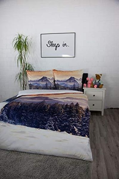 jilda-tex Bettwäsche Winter Dawn, Micromink, Kuschelbettwäsche mit Winterlandschaft