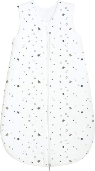 Odenwälder Jersey-Schlafsack Basic Sterne Silver & Coffee, Größe in cm:90 cm