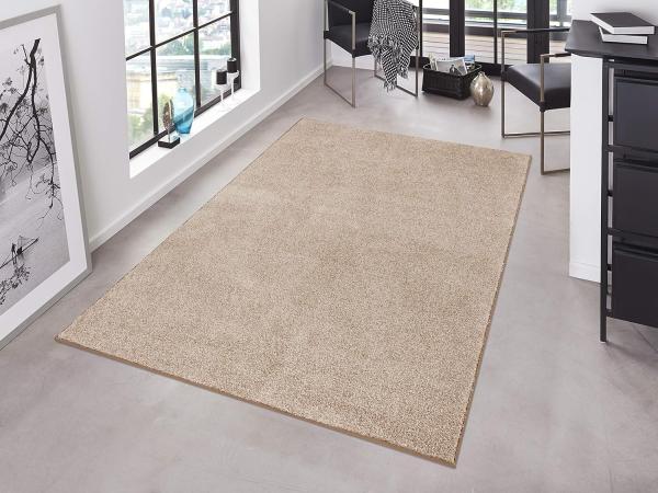 Kurzflor Teppich Pure Uni Taupe Creme - 160x240x1,3cm