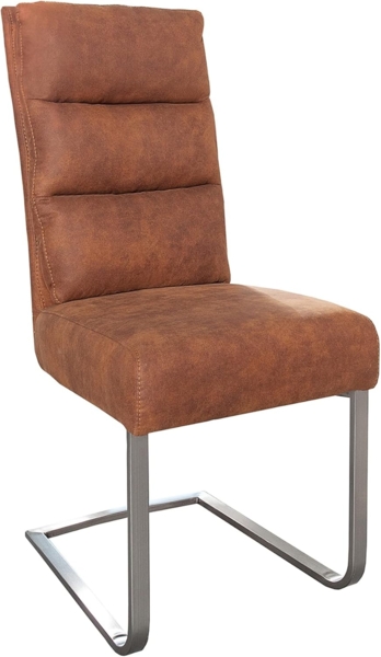 riess-ambiente Freischwinger COMFORT vintage hellbraun / silber, Esszimmer · Microfaser · Edelstahl · Industrial Design