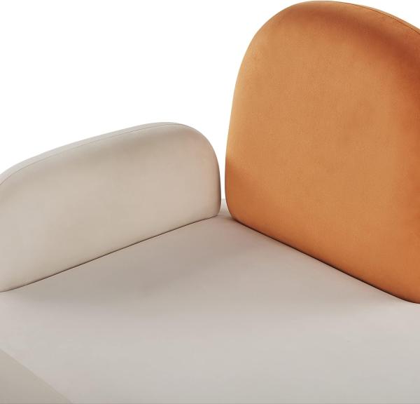 Chaiselongue Samtstoff weiß orange linksseitig ARCEY Bild 7