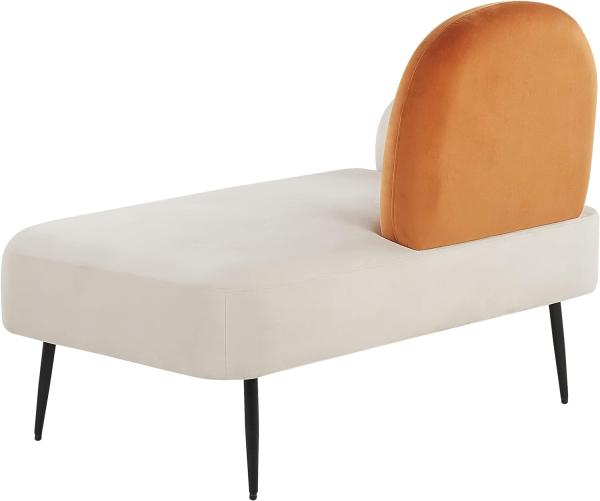 Chaiselongue Samtstoff weiß orange linksseitig ARCEY Bild 6