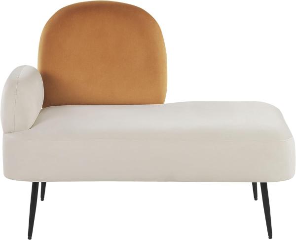 Chaiselongue Samtstoff weiß orange linksseitig ARCEY