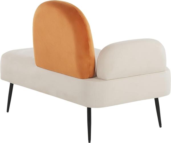 Chaiselongue Samtstoff weiß orange linksseitig ARCEY Bild 5
