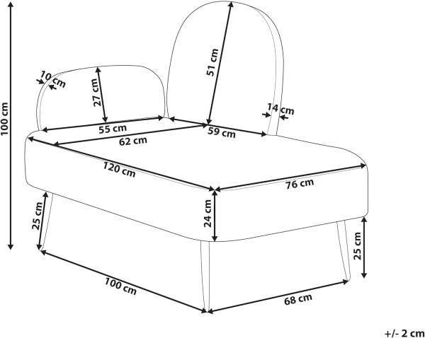 Chaiselongue Samtstoff weiß orange linksseitig ARCEY Bild 3
