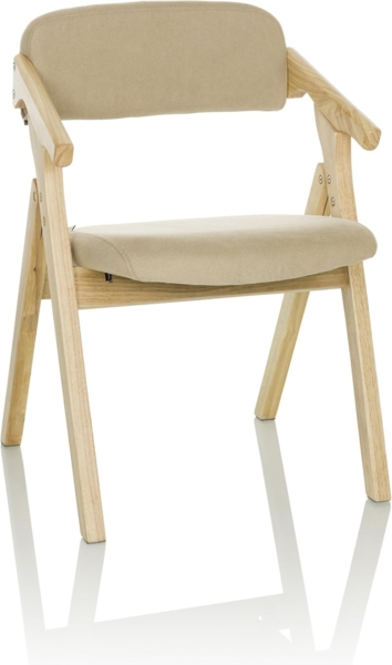 hjh OFFICE Holz-Klappstuhl gepolstert SCANDIO Besucherstuhl Faltstuhl aus Holz klappbar, bis 120 kg, Beige, 729443