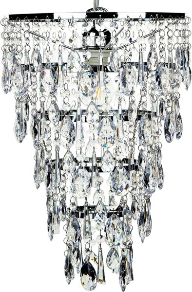 'Entwash' Kronleuchter Silber Eisen mit Kristallen aus Acrylglas Wasserfalloptik Glamour Stil