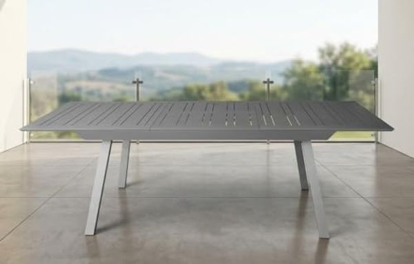Gardissimo ausziehbarer Aluminium-Gartentisch / Ausziehtisch "Eterno", silber, 172 / 243 x 100 cm (L x B)