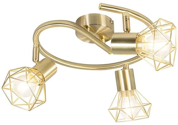 Qazqa LED Aufbaustrahler Mosh, ohne Leuchtmittel, E14, Messing, Modern, Stahl, 3-flammig