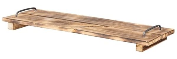 Levandeo® Dekotablett, Tablett Holz L60cm Naturbraun Geflammt Serviertablett Deko Küchen